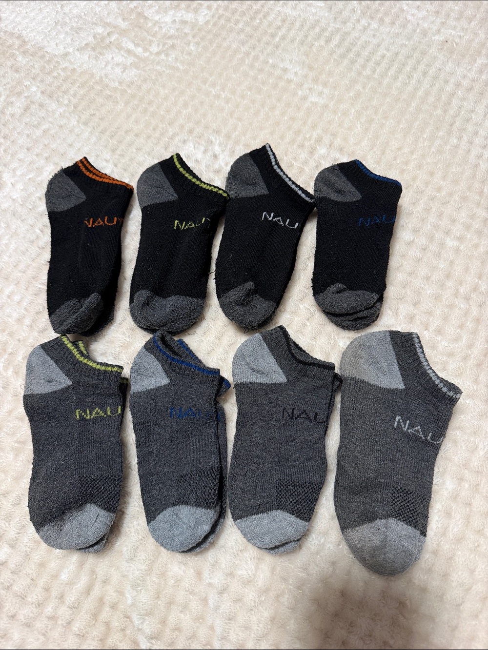 Nautica Kids No-Show Sock Pack in Black and Gray with Accent Colors